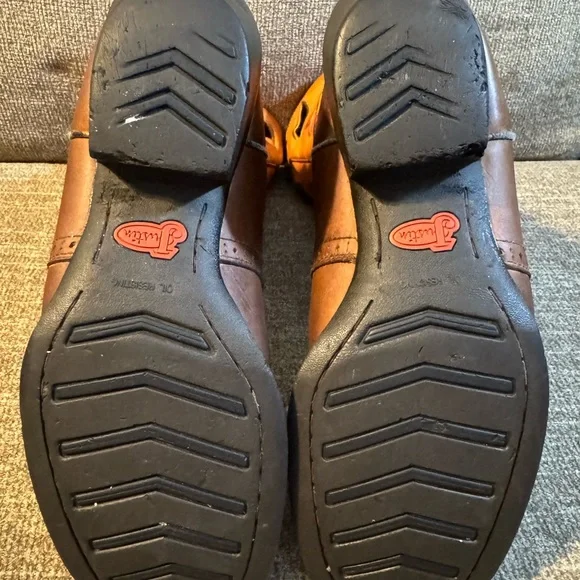 Justin Square Toe Men's Brown & Orange Western Cowboy Boots Size 12D - Picture 7 of 12